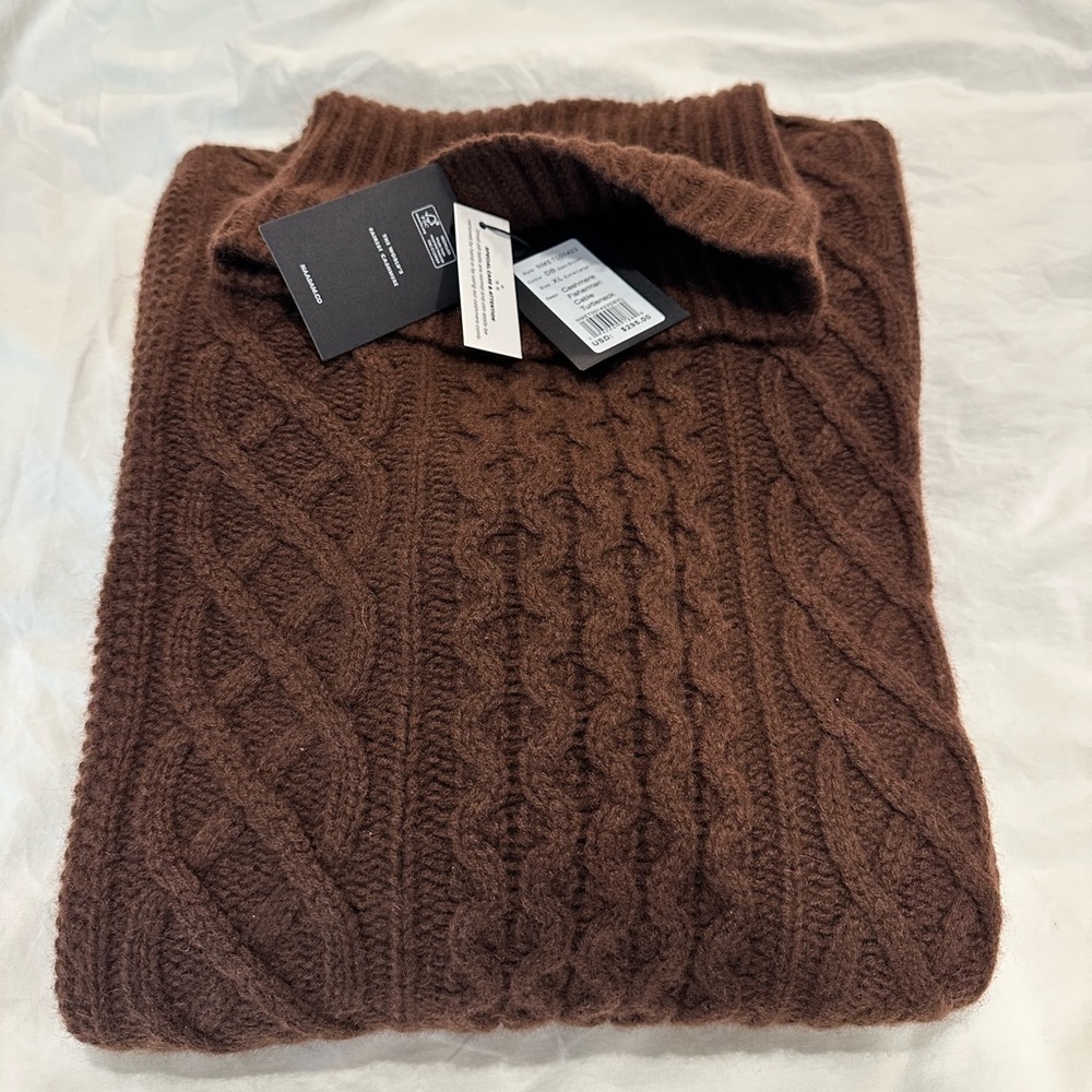 NAADAM Cashmere Heavy Knit Fisherman Turtleneck Sweater. New with Tags!